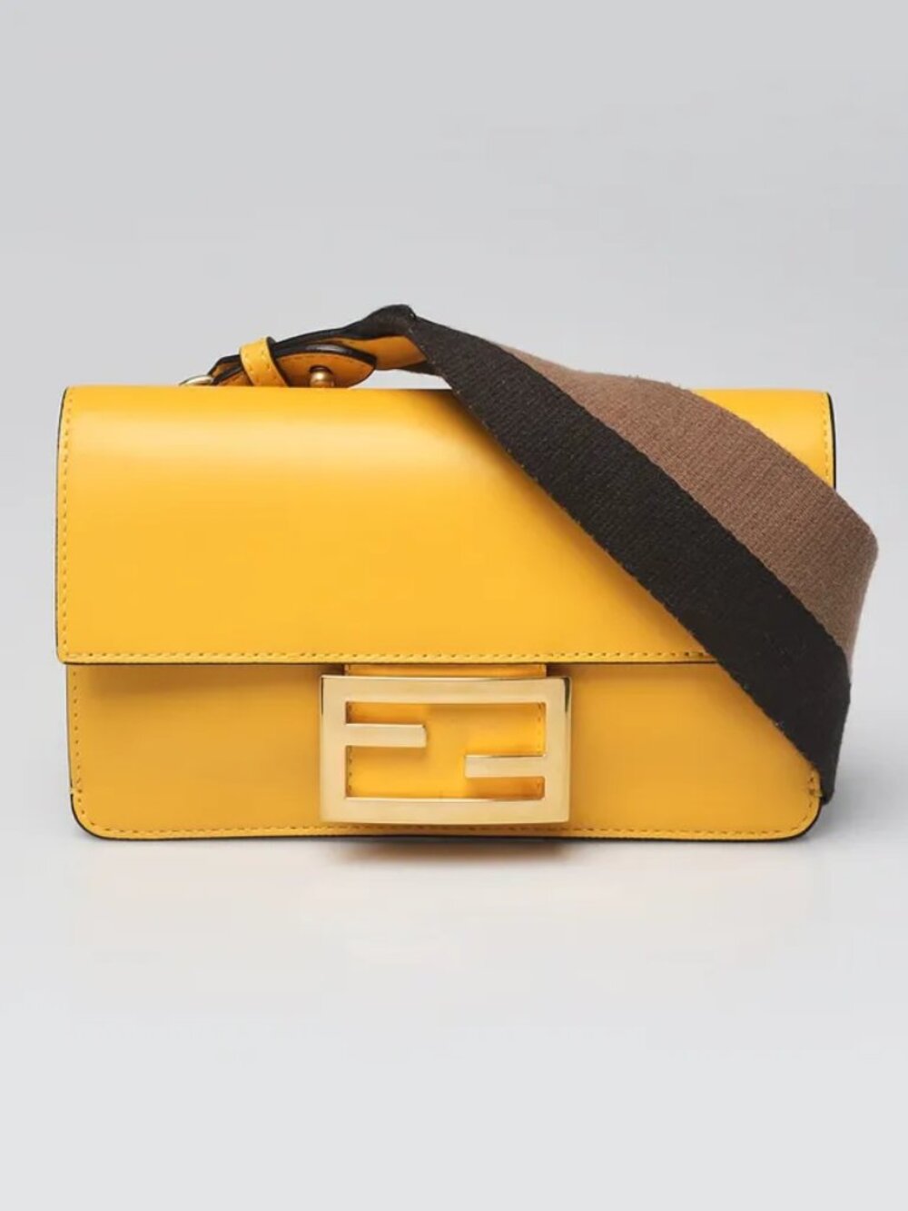 Fendi Vitello King Mini Flat Baguette Mimosa